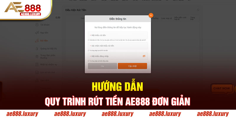 Hướng dẫn 3 bước rút tiền AE888 siêu đơn giản